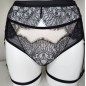 Mesh Marvel: Crossdresser man attached black lace garter belt. Sissy black lingerie. Adjustable straps.