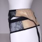 Golden Twilight Fantasy: Black Sissy Garter Belt. Golden Smooth Sissy Lingerie for Men. Crossdresser Matching Lingerie.