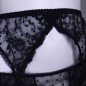 Lace Luxe: Black Sissy Garter Belt Mesh Polka Dot. Sissy Lingerie for Men. Crossdresser Matching Lingerie.