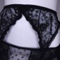 Lace Luxe: Black Sissy Garter Belt Mesh Polka Dot. Sissy Lingerie for Men. Crossdresser Matching Lingerie.