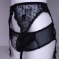 Lace Luxe: Black Sissy Garter Belt Mesh Polka Dot. Sissy Lingerie for Men. Crossdresser Matching Lingerie.