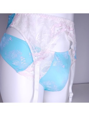 Sky Serenity: Light Blue Sissy Garter Belt. Lace Sissy Lingerie for Men. Crossdresser Matching Lingerie.