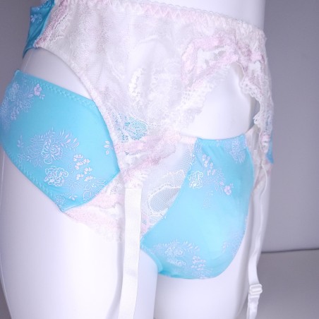 Sky Serenity: Light Blue Sissy Garter Belt. Lace Sissy Lingerie for Men. Crossdresser Matching Lingerie.