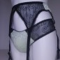 Emerald Comfort: Sissy Lingerie Garter Belt Green Satin, Animal Print, Black Mesh Lace. Crossdresser Matching Lingerie.