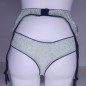 Emerald Comfort: Sissy Lingerie Garter Belt Green Satin, Animal Print, Black Mesh Lace. Crossdresser Matching Lingerie.