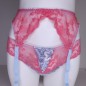 Satin Blossom: Blue and Pink Lace Sissy Garter Belt for Men. Sissy Lingerie for Men. Crossdresser Matching Lingerie.