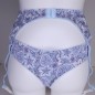 Satin Blossom: Blue and Pink Lace Sissy Garter Belt for Men. Sissy Lingerie for Men. Crossdresser Matching Lingerie.