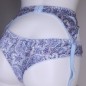 Satin Blossom: Blue and Pink Lace Sissy Garter Belt for Men. Sissy Lingerie for Men. Crossdresser Matching Lingerie.