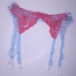 Satin Blossom: Blue and Pink Lace Sissy Garter Belt for Men. Sissy Lingerie for Men. Crossdresser Matching Lingerie.