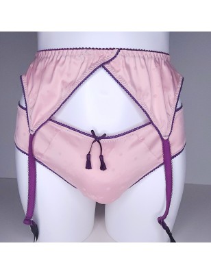 All-Satin: Pink Garter Belt Men. Sissy Lingerie Sets. Plus Size Sissy Crossdressing Lingerie.