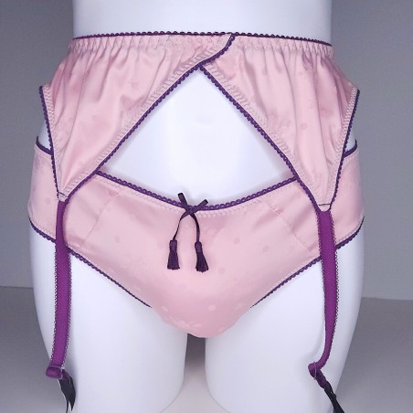 All-Satin: Pink Garter Belt Men. Sissy Lingerie Sets. Plus Size Sissy Crossdressing Lingerie.