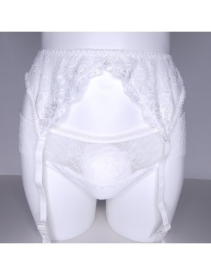 Ivory Glitter: Lace Garter Belt Men Women. Matching Lingerie Sets Men.