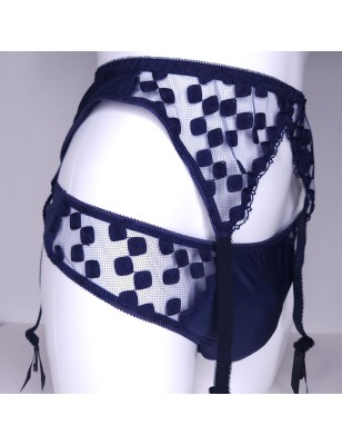 NavyNest: Crossdresser Lingerie Sets. Femboy Navy Blue Mesh Blue Sissy Garter Belt for Men.