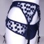 NavyNest: Crossdresser Lingerie Sets. Femboy Navy Blue Mesh Blue Sissy Garter Belt for Men.