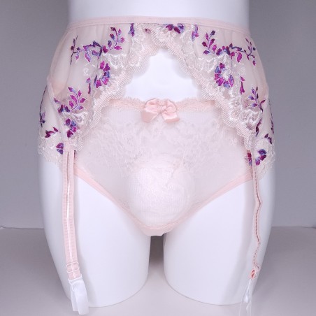 Apricot Euphoria: Pink Crossdressing Men's Garter Belt