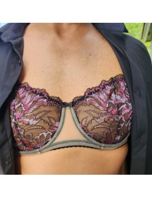 Velvet Petal: AA Cup Sissy Lingerie Bra Purple Black