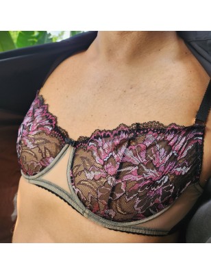 Velvet Petal: AA Cup Sissy Lingerie Bra Purple Black