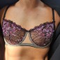 Velvet Petal: AA Cup Sissy Lingerie Bra Purple Black