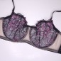 Velvet Petal: AA Cup Sissy Lingerie Bra Purple Black