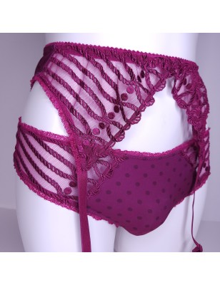 Lustrous Dots: Purple Unisex Garter Belt