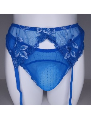 Ocean Silk: Blue Sheer Sissy Garter Belt