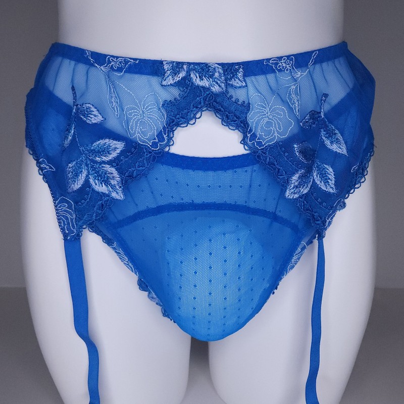 Ocean Silk: Blue Sheer Sissy Garter Belt