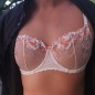 Apricot Sunset: Luxury Pink Lace Underwire Bra for Men