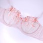 Apricot Sunset: Luxury Pink Lace Underwire Bra for Men