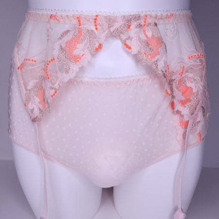 Apricot Sunset: Pink & Orange Lace Garter Belt