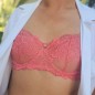 Peach Bliss: Male Bra Silky Soft Mesh Lace