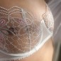 Lacy Luxe: Cream & Pink Balconette Bra for Men