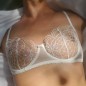 Lacy Luxe: Cream & Pink Balconette Bra for Men