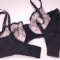 Noir Allure: Embroidered Black Sheer Sissy Bra for Men