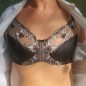 Noir Allure: Satin Mesh Underwire Bra for Men