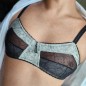 Noir Intrigue: AA-Cup Fitted Mesh & Satin Men's Bra