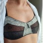 Noir Intrigue: AA-Cup Fitted Mesh & Satin Men's Bra