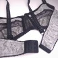 Noir Intrigue: AA-Cup Fitted Mesh & Satin Men's Bra