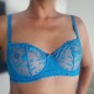 Azure Serenity: Ultra Sheer Balconette Bra for Men in Blue