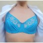 Azure Serenity: Custom Satin and Lace Blue Bra for Men