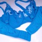 Azure Serenity: Custom Satin and Lace Blue Bra for Men