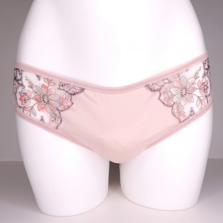 SissySat Elegance: Pastel Beige Satin & Lace Men's Panties