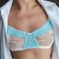 Sky Serenity: Light Blue Lace Bra for Men