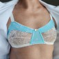 Sky Serenity: Light Blue Lace Bra for Men