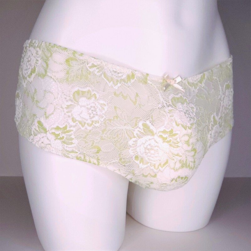 Lime Elegance: Soft Lace Panties for Men