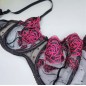 Floral Temptation: Pink Rose Embroidered Mesh Bra for Men