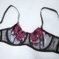 Floral Temptation: Pink Rose Embroidered Mesh Bra for Men