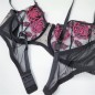 Floral Temptation: Pink Rose Embroidered Mesh Bra for Men