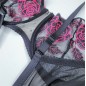 Floral Temptation: Pink Rose Embroidered Mesh Bra for Men