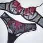 Floral Temptation: Pink Rose Embroidered Mesh Bra for Men