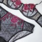 Floral Temptation: Pink Rose Embroidered Mesh Bra for Men